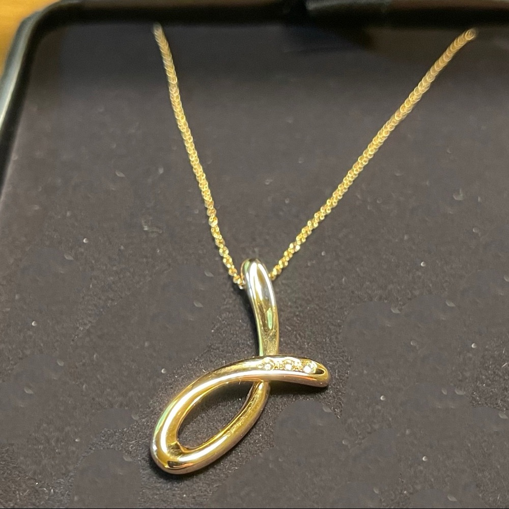 Tiffany & Co 18K Gold Necklace w/ Diamond Accents